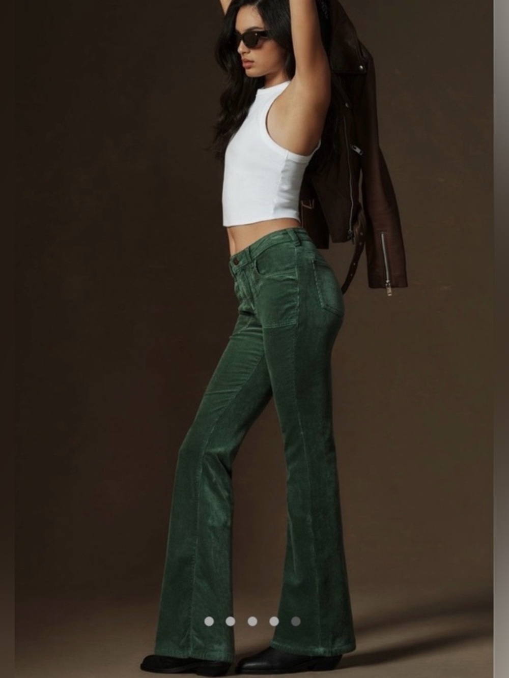 Anthropologie Pilcro The Icon Green Flare Leg Corduroy Pants Size 32 - Picture 6 of 16